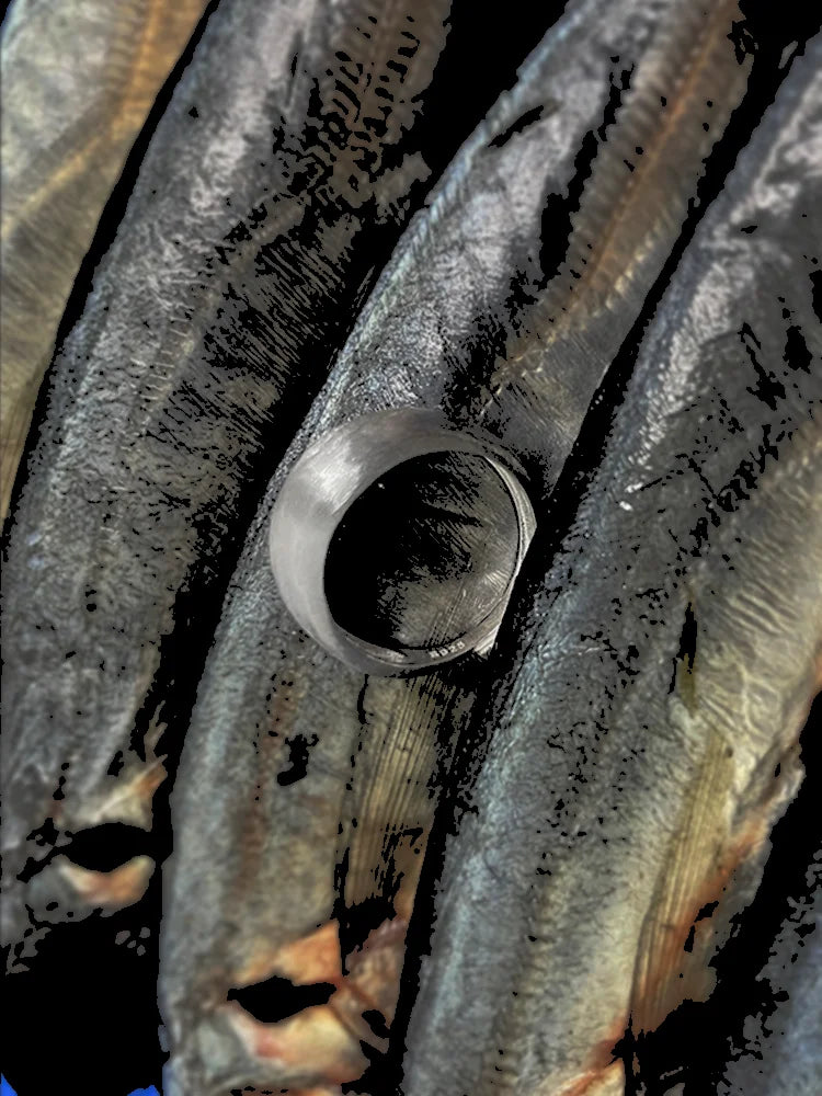 Fairies Whisper Fish Market Silver Polished brushed silver ring, organic soft surface
