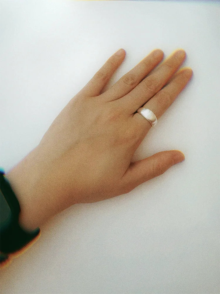 Fairies Whisper Fish Market Silver Minimalist adjustable silver ring with beach-sand texture
