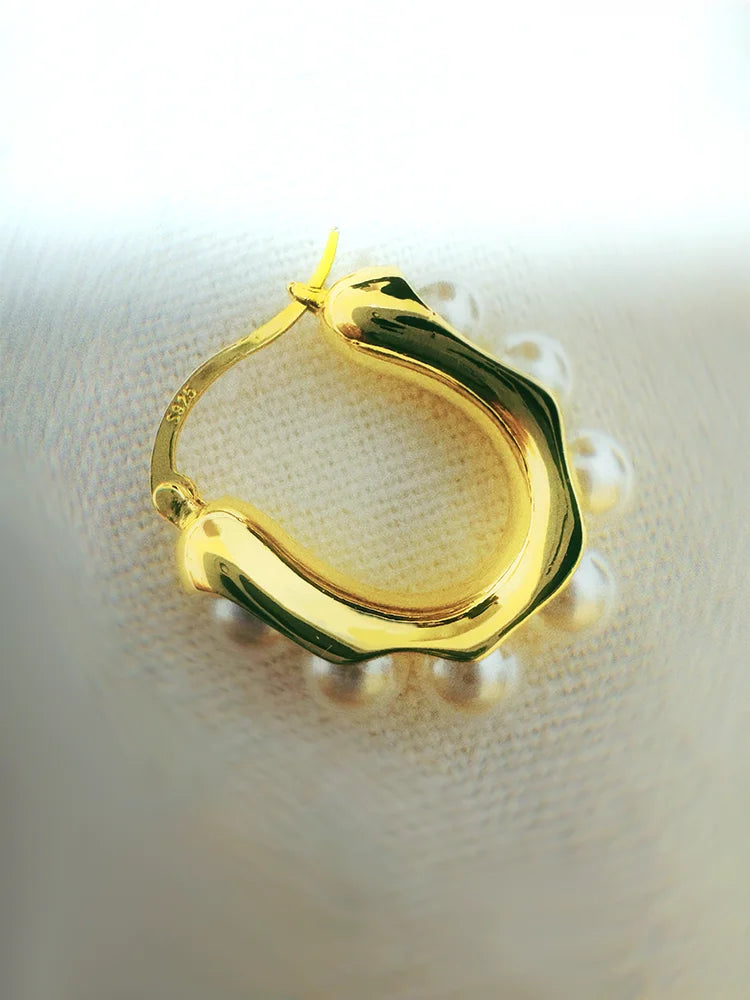 Fairies Whisper Pearl 404 Earrings unique gold jewelry with pearl inlay from collection Disposable Icons