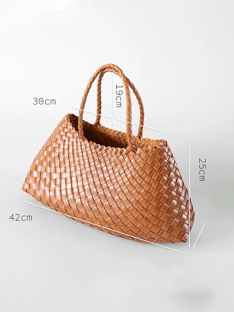 GM Urban Minimalist Woven Top-Grain Leather Handbag Bag