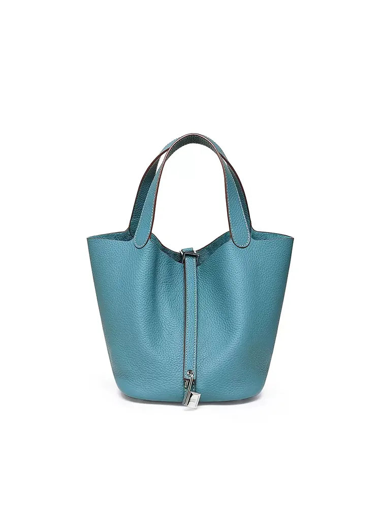 
Genuine Leather Bucket Bag Top Grain Cowhide Handbag
