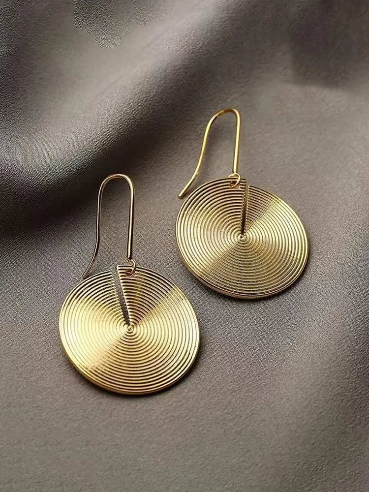 Gold African-Inspired Classic Round Earrings Dangle