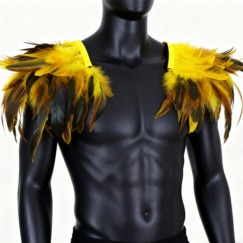 Gothic Feather Shawl Collar Capelet - Vintage Costume Shoulder Wrap, Faux Collar, Festival Party Accessory, Fan Supporter Costume Prop