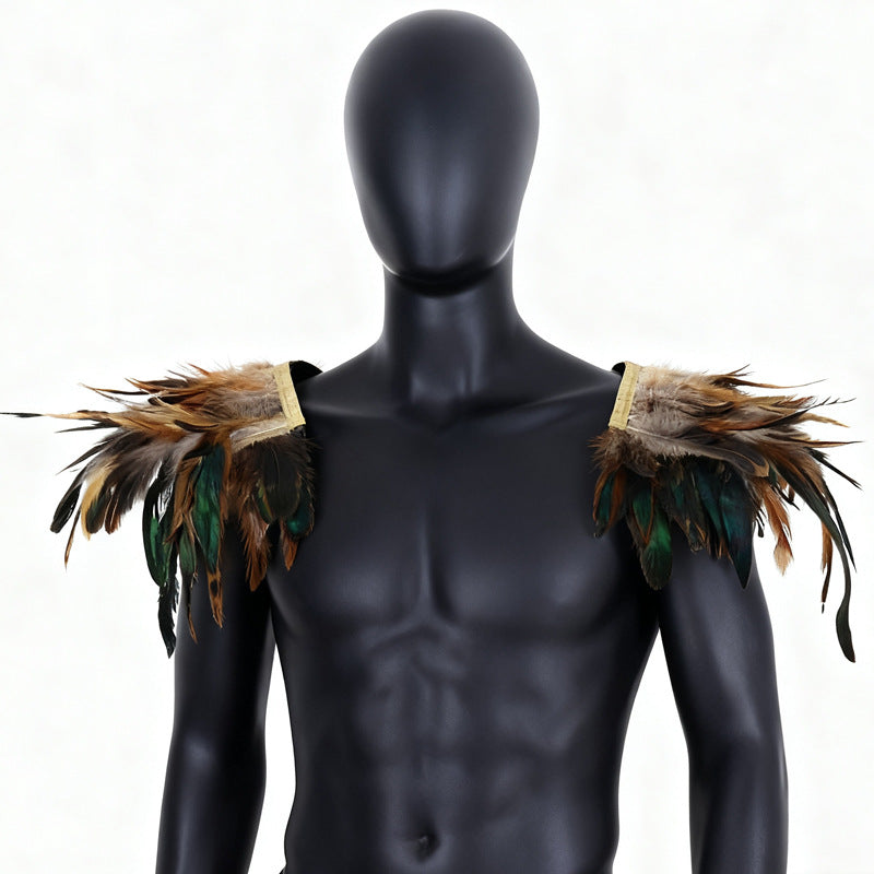 Gothic Feather Shawl Collar Capelet - Vintage Costume Shoulder Wrap, Faux Collar, Festival Party Accessory, Fan Supporter Costume Prop