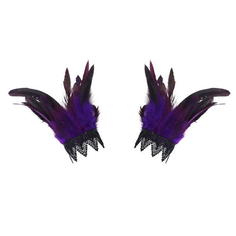 Gothic Feather Shawl Collar Capelet - Vintage Costume Shoulder Wrap, Faux Collar, Festival Party Accessory, Fan Supporter Costume Prop