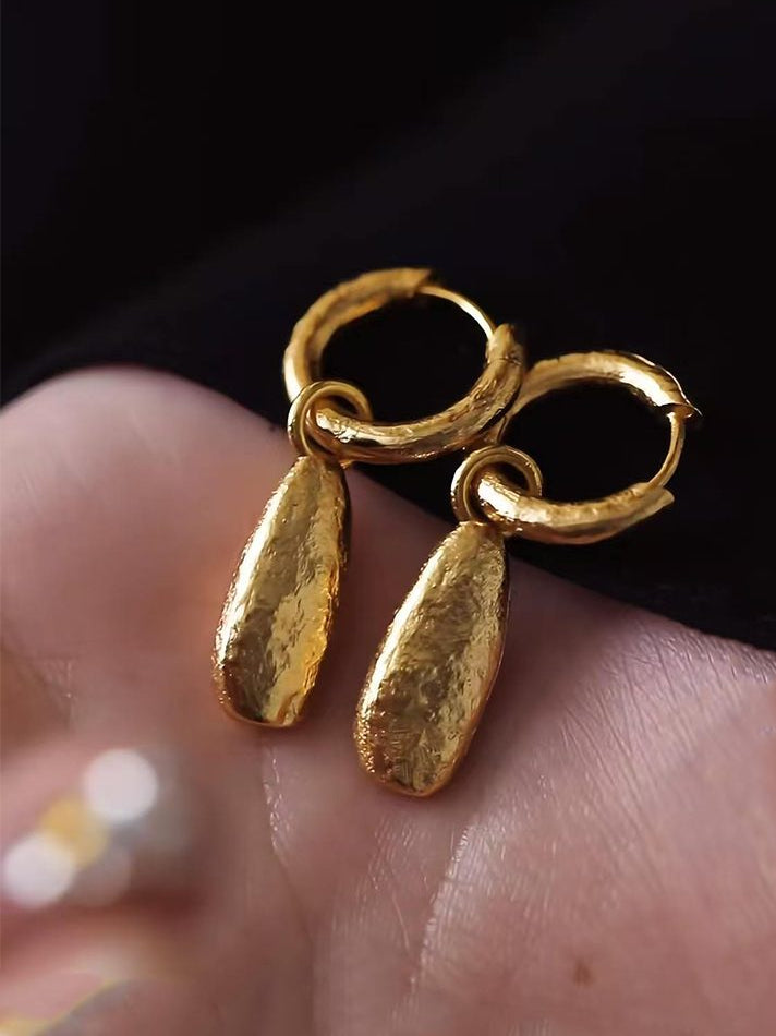 Handcrafted Stainless Steel Gold-Plated Earrings Dangle