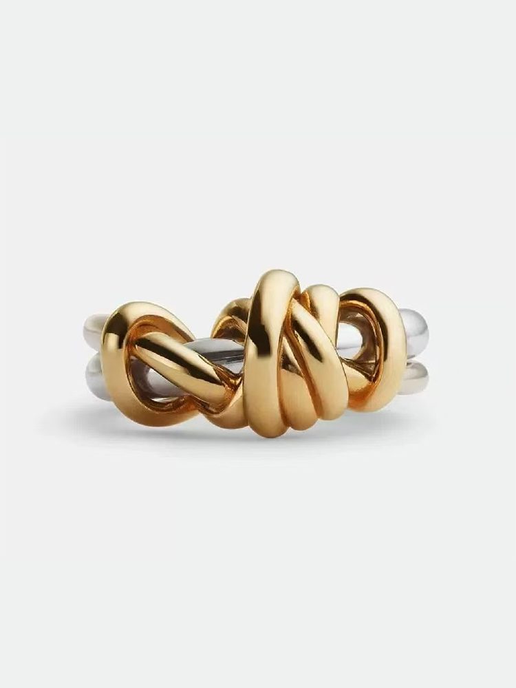 Handcrafted Statement Ring – Gold & Silver Mixed Stainless Steel
