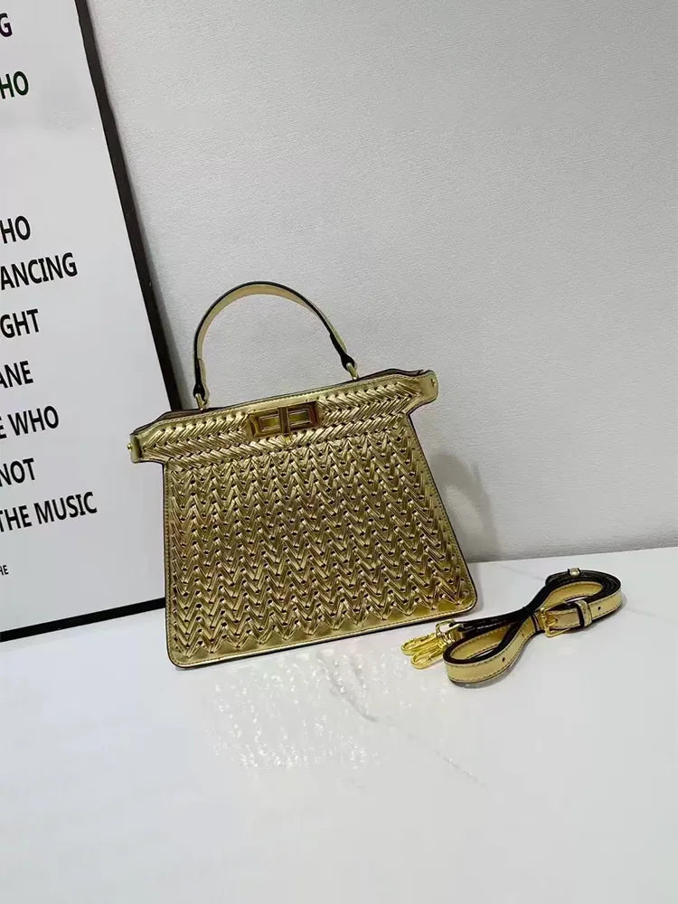  Handmade Red Woven Leather Handbag for Women 90s Fashion Emily's styling in Emily in Paris