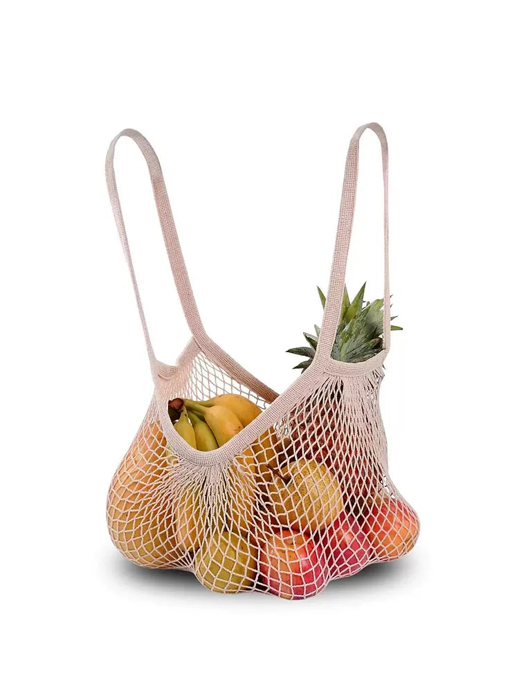 Handwoven Market Shopping Bag White & Beige