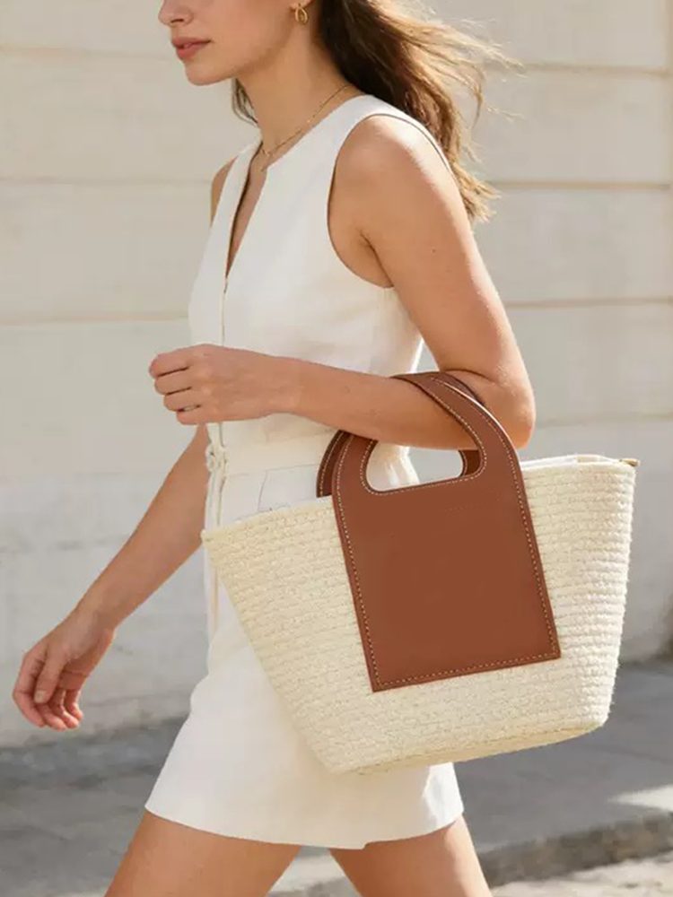 Handwoven Straw Beach Bag Big Capacity Summer Tote
