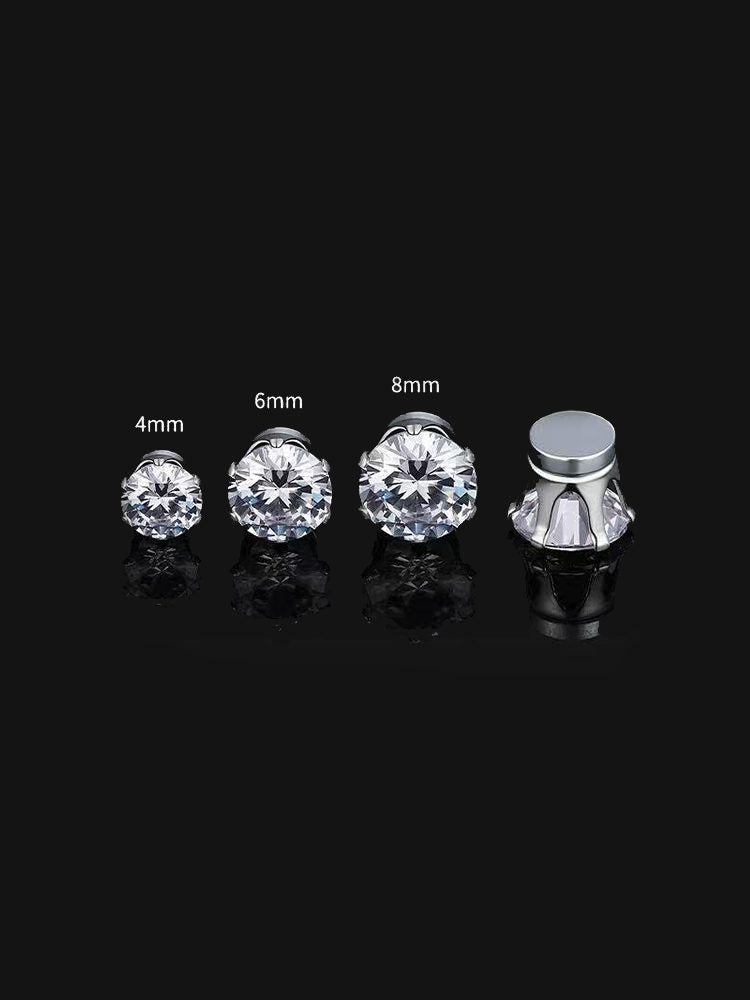 High-Quality Zircon Magnetic Earrings Stainless Steel Silver