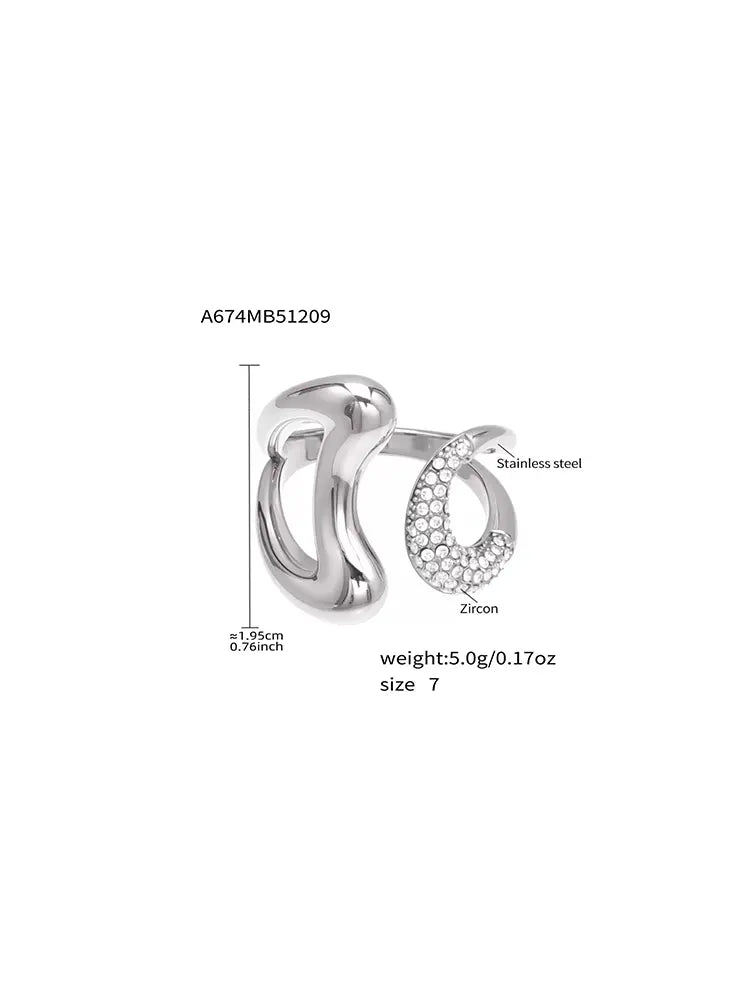 Hight Quality Heart Open Ring Gold Sier 18k S925 W | 18K ... - view 4