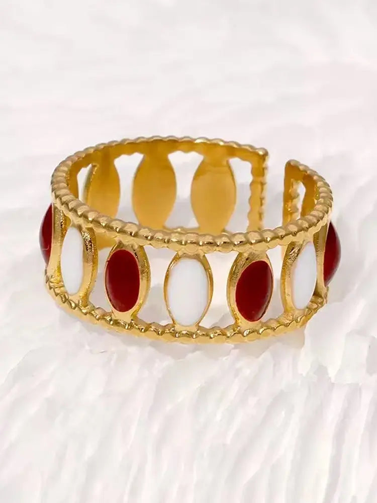 Hot red heart ring set gold 7 open rings Women | 18K Gold... - view 3
