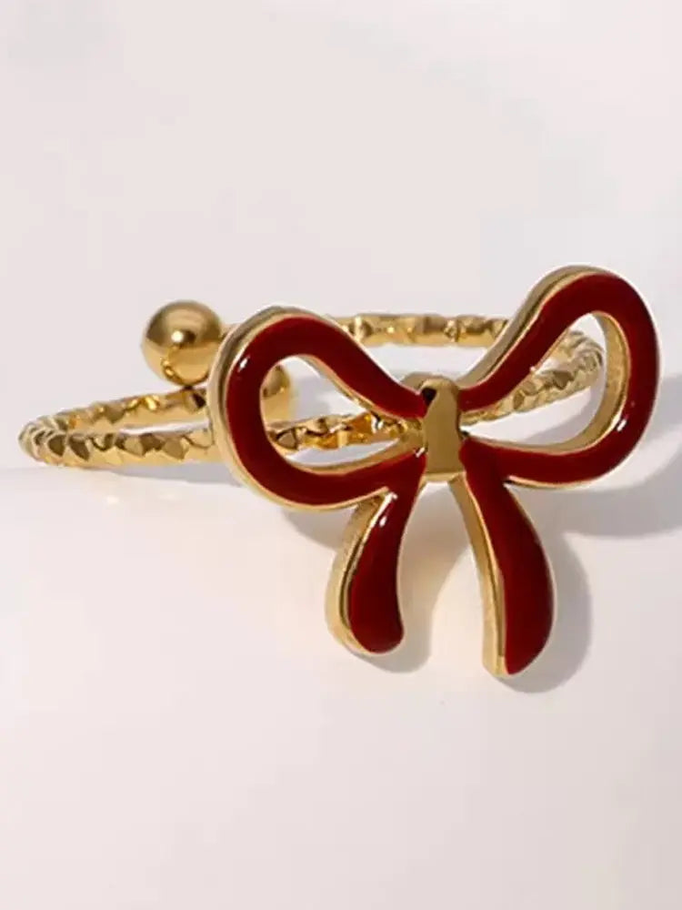 Hot red heart ring set gold 7 open rings Women | 18K Gold... - view 5