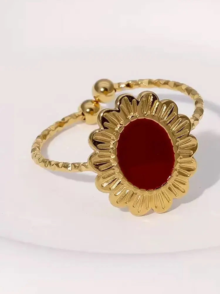 Hot red heart ring set gold 7 open rings Women | 18K Gold... - view 4