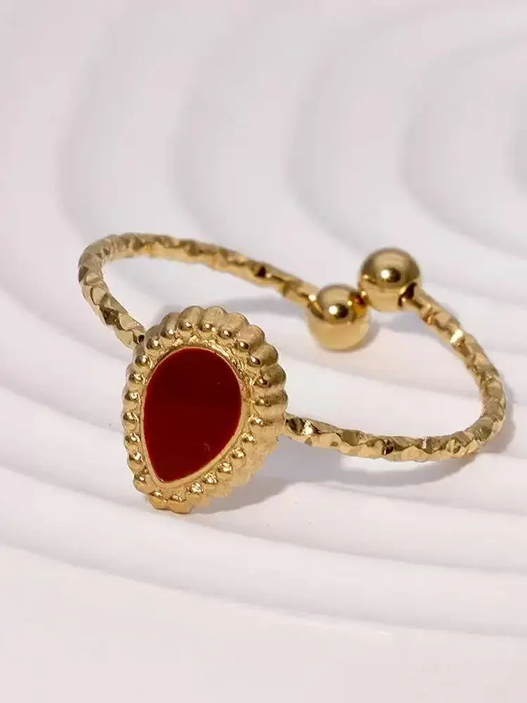 Hot red heart ring set gold 7 open rings Women | 18K Gold... - view 7