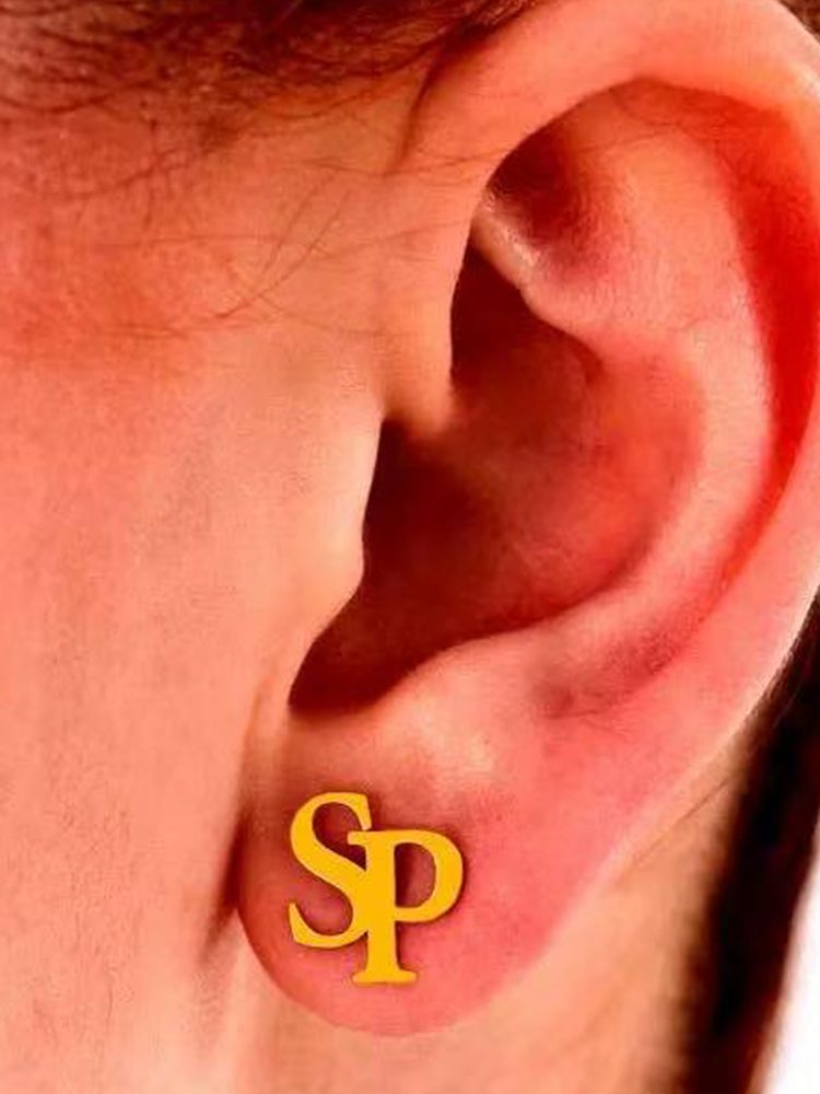 Hypoallergenic Stainless Steel Custom Name Earrings – Personalized Letter Studs & Clip-On 1 Pairs