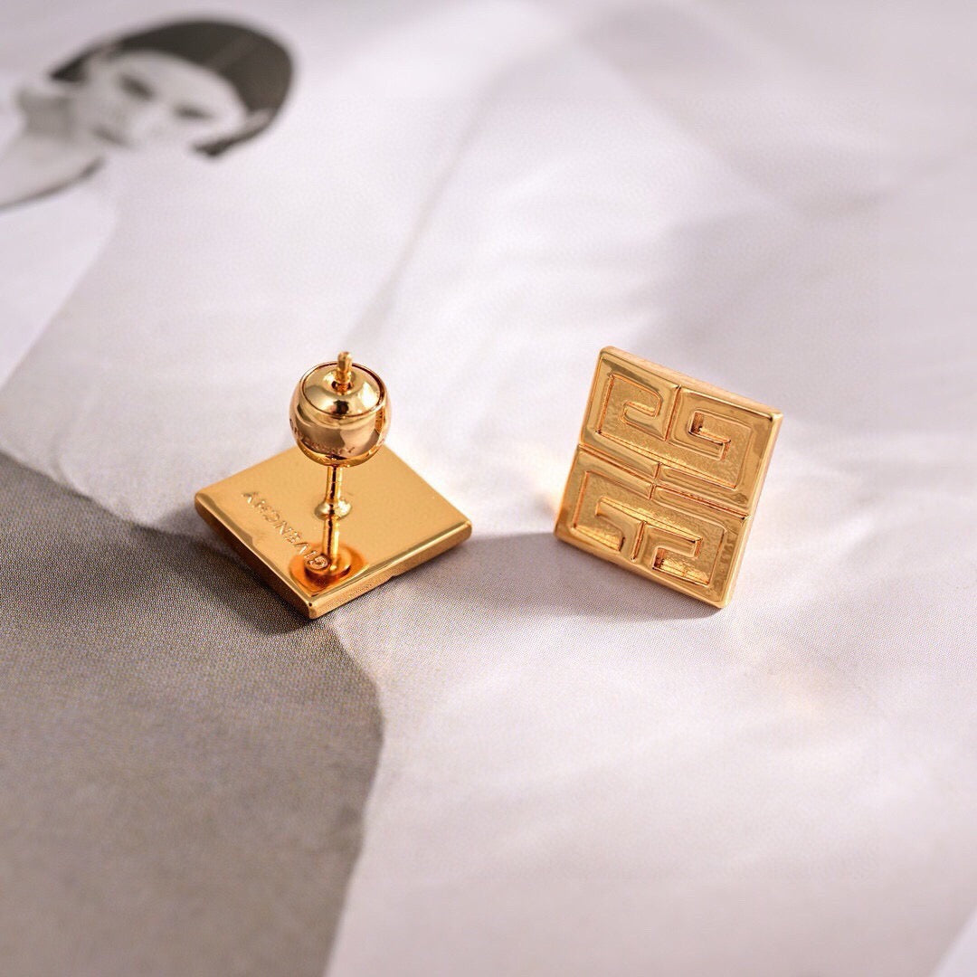 Vintage Authentic Gold-Tone Turn-Lock Earrings