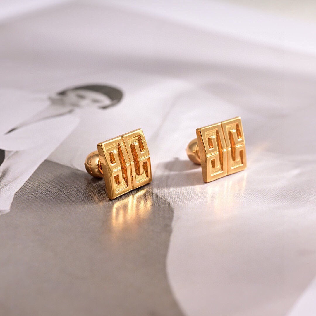 Vintage Authentic Gold-Tone Turn-Lock Earrings