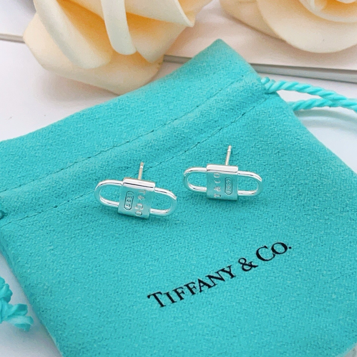 Vintage Authentic Gold-Tone Turn-Lock Earrings
