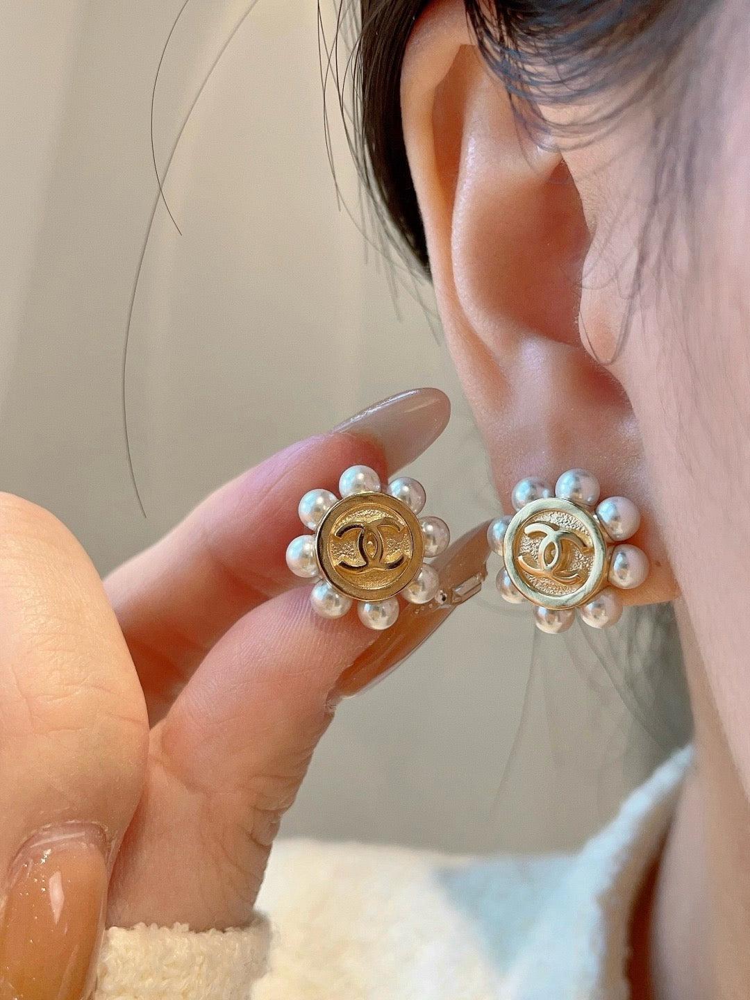 Vintage Authentic Gold-Tone Turn-Lock Earrings