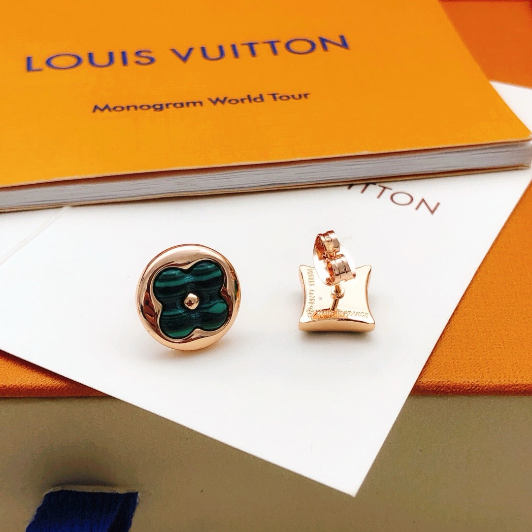 Vintage Authentic Gold-Tone Turn-Lock Earrings