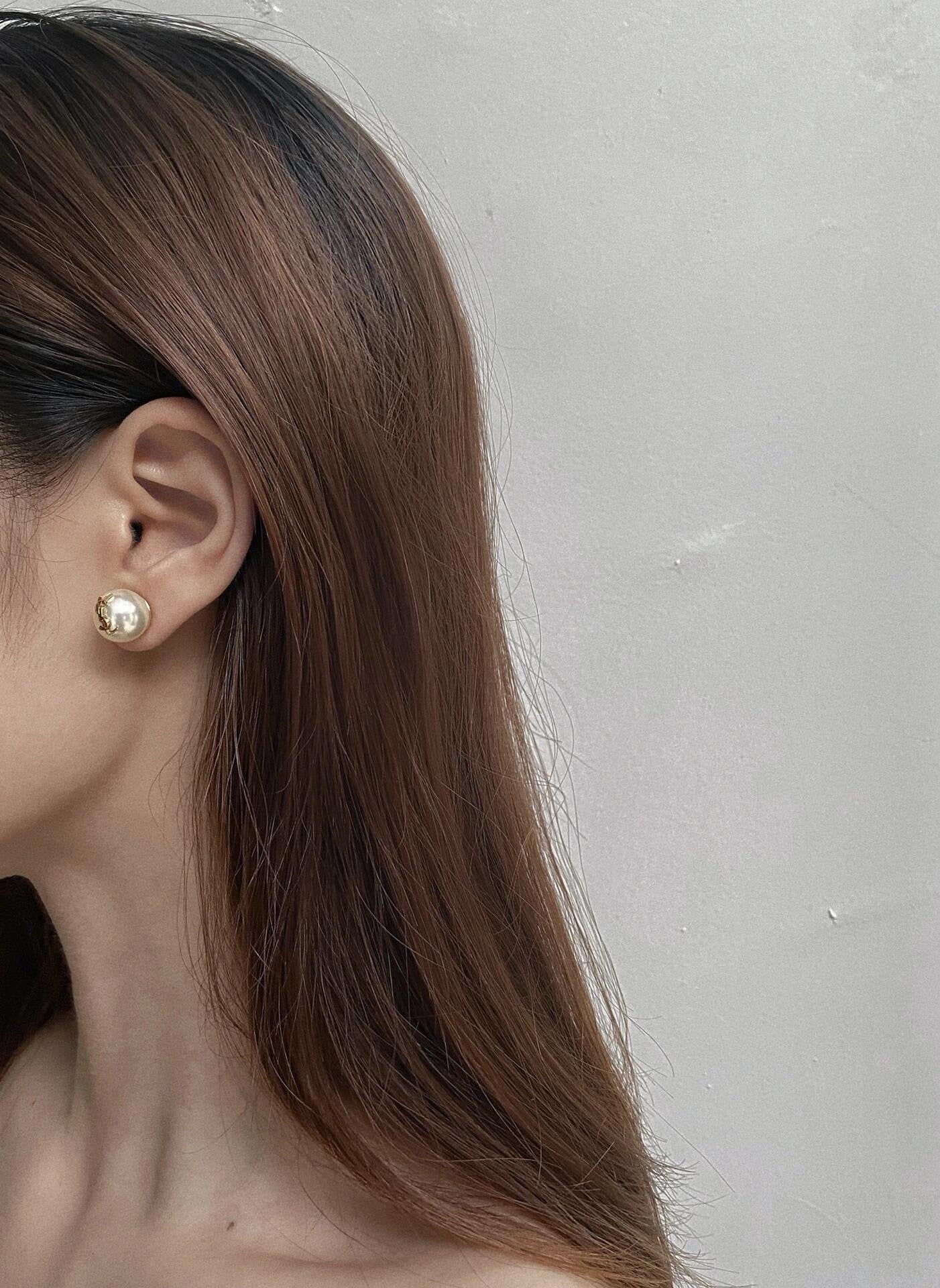 Vintage Authentic Gold-Tone Turn-Lock Earrings