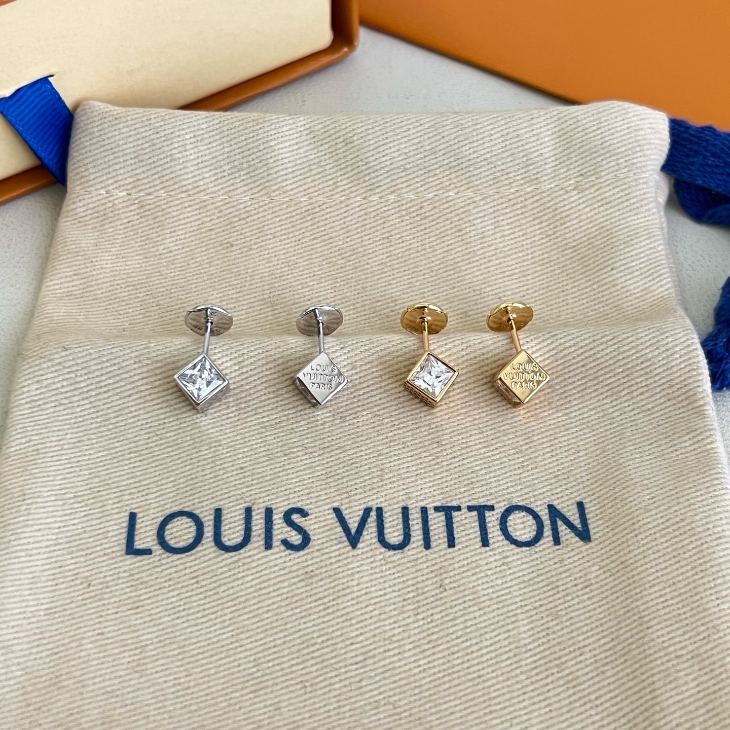 Vintage Authentic Gold-Tone Turn-Lock Earrings