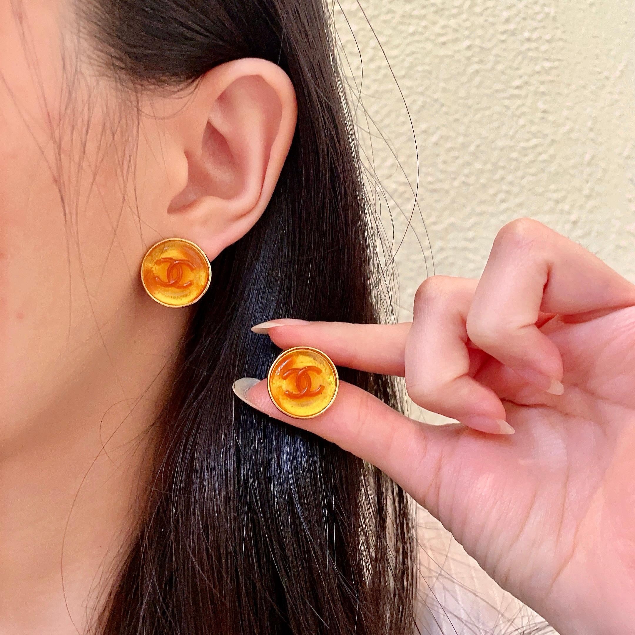Vintage Authentic Gold-Tone Turn-Lock Earrings