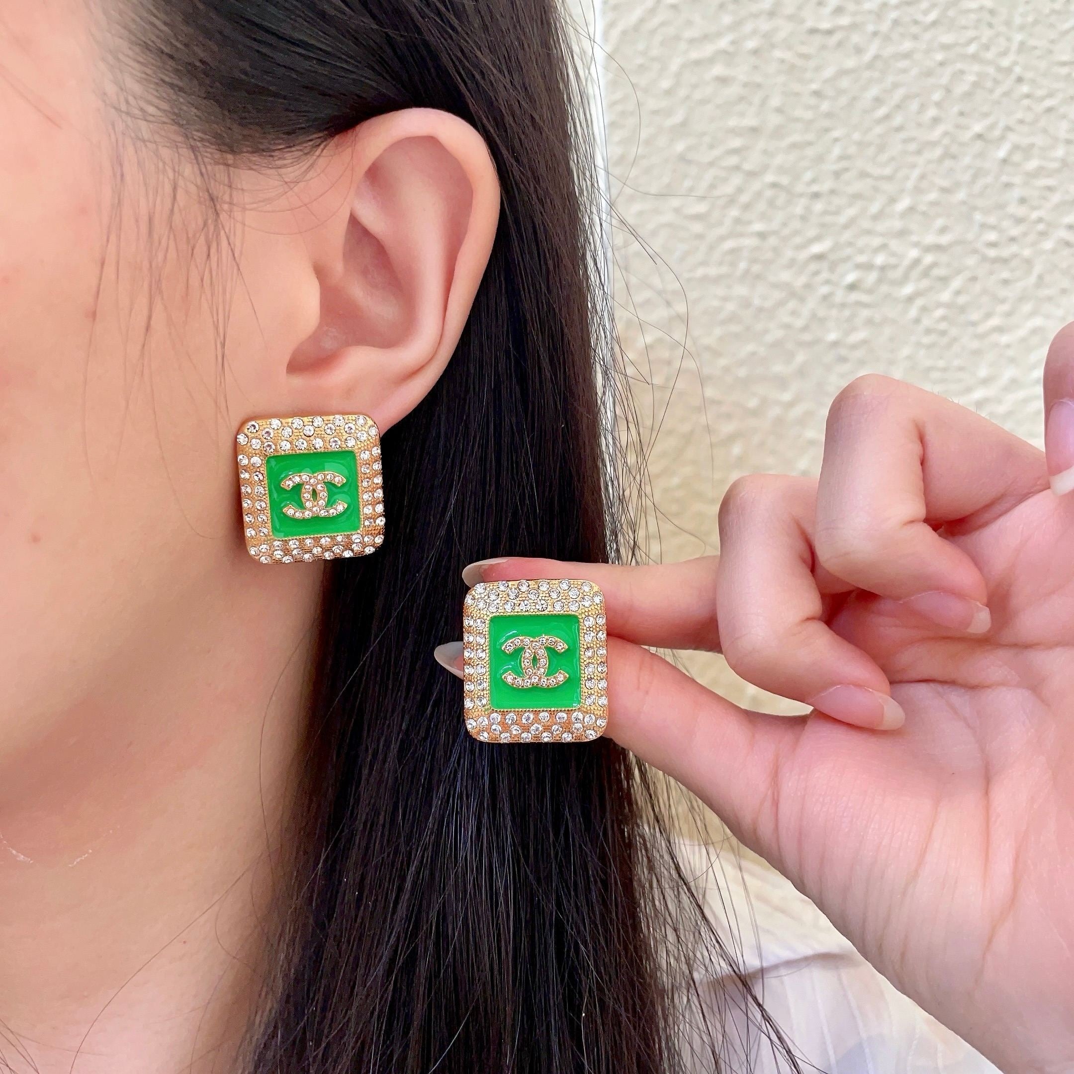 Vintage Authentic Gold-Tone Turn-Lock Earrings