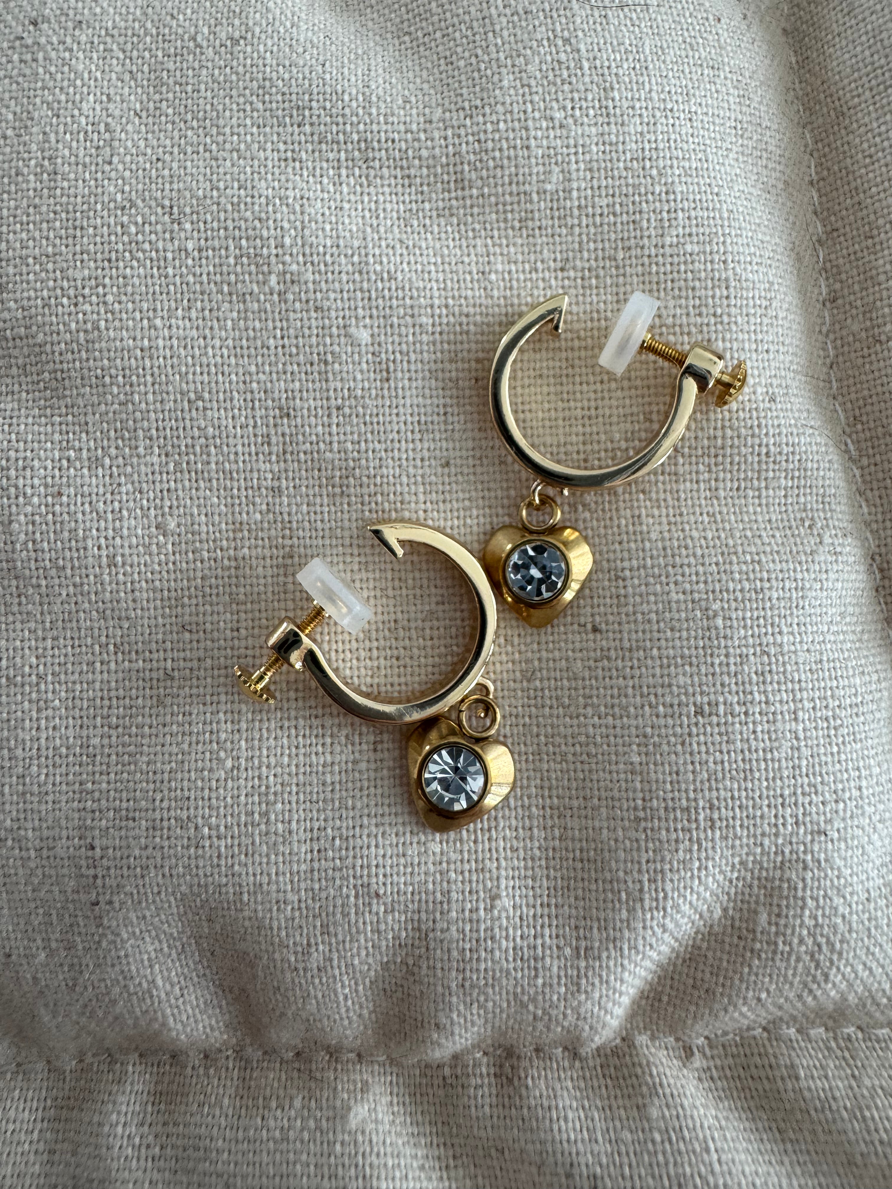 Crystal Comfort Heart Sun Clip-On Earrings – Silver Plated Non-Pierced Screw Back Clip-On Earrings