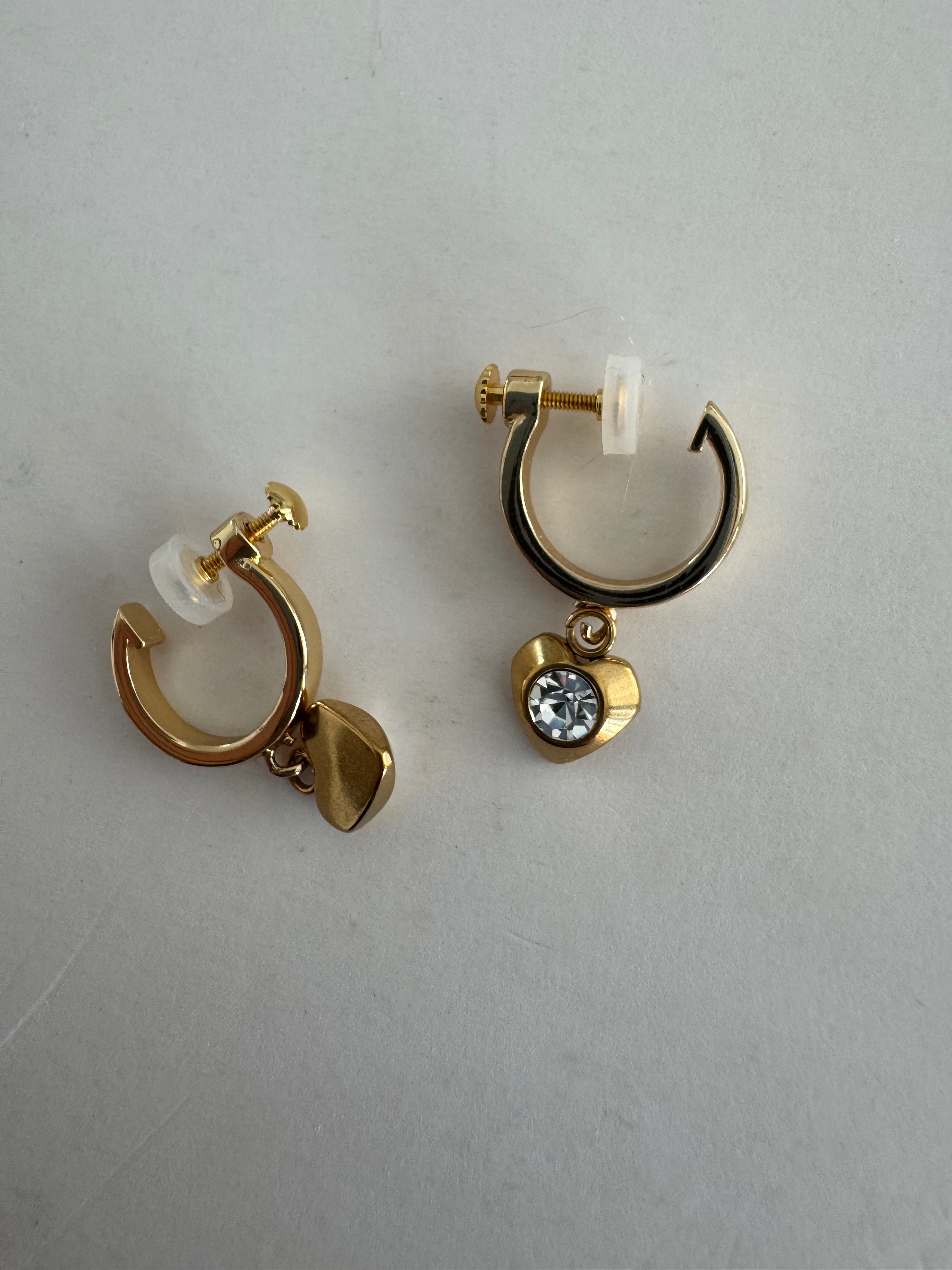 Crystal Comfort Heart Sun Clip-On Earrings – Silver Plated Non-Pierced Screw Back Clip-On Earrings