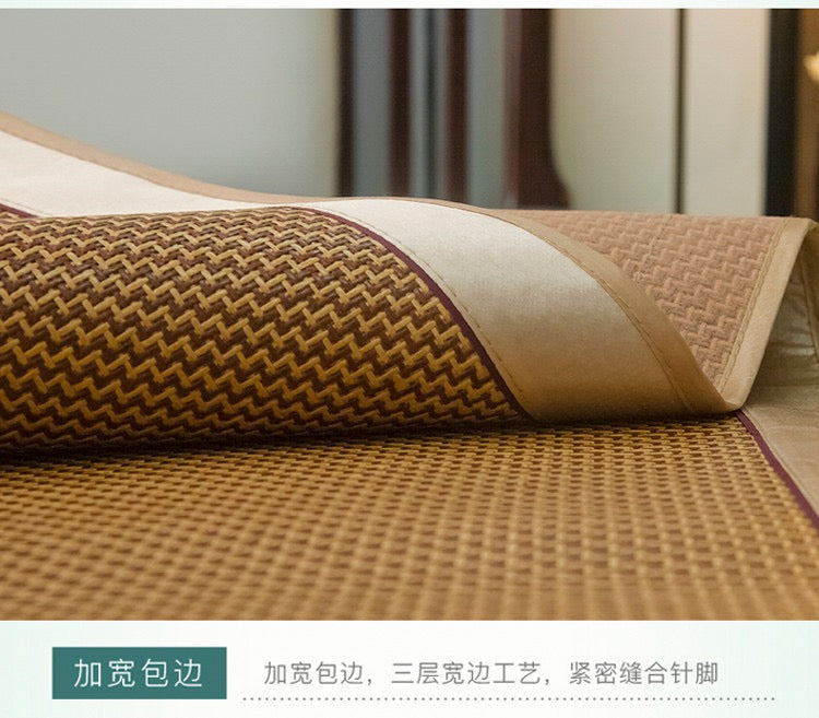 Hand-Woven Natural Rattan Cooling Bed Sheet & Pillowcase Set