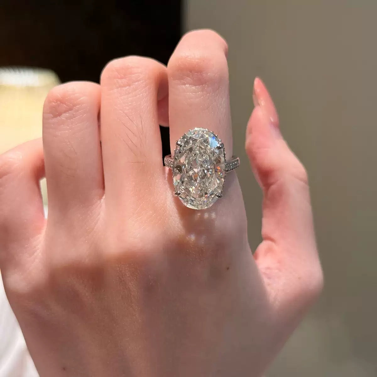 S925 Sterling Silver White Cushion CZ Ring, Cute Sugar Cube “Dove Egg” Statement Ring for Women