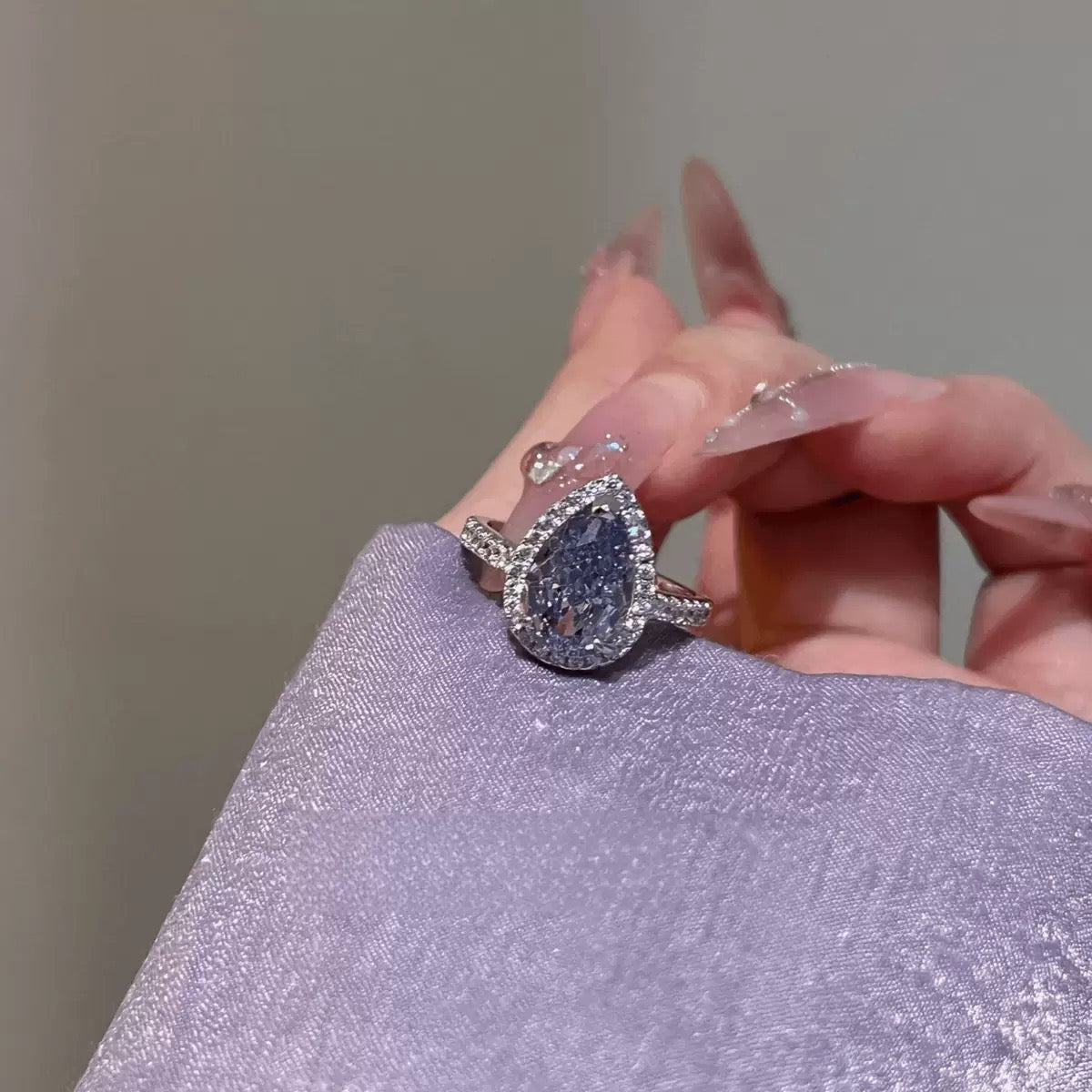 S925 Sterling Silver Purple Square CZ Ring, Cute Sugar Cube Minimalist Fashion Ring for Women