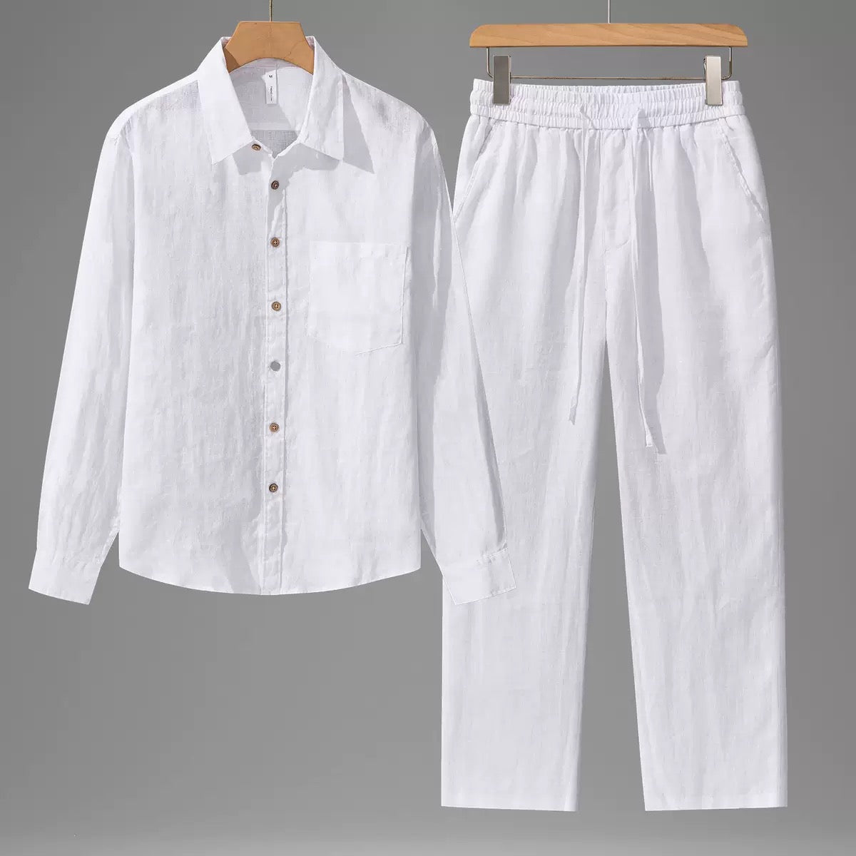 Silk-Look Linen Blend Princess Sleeve Vacation Set (Top & Shorts)