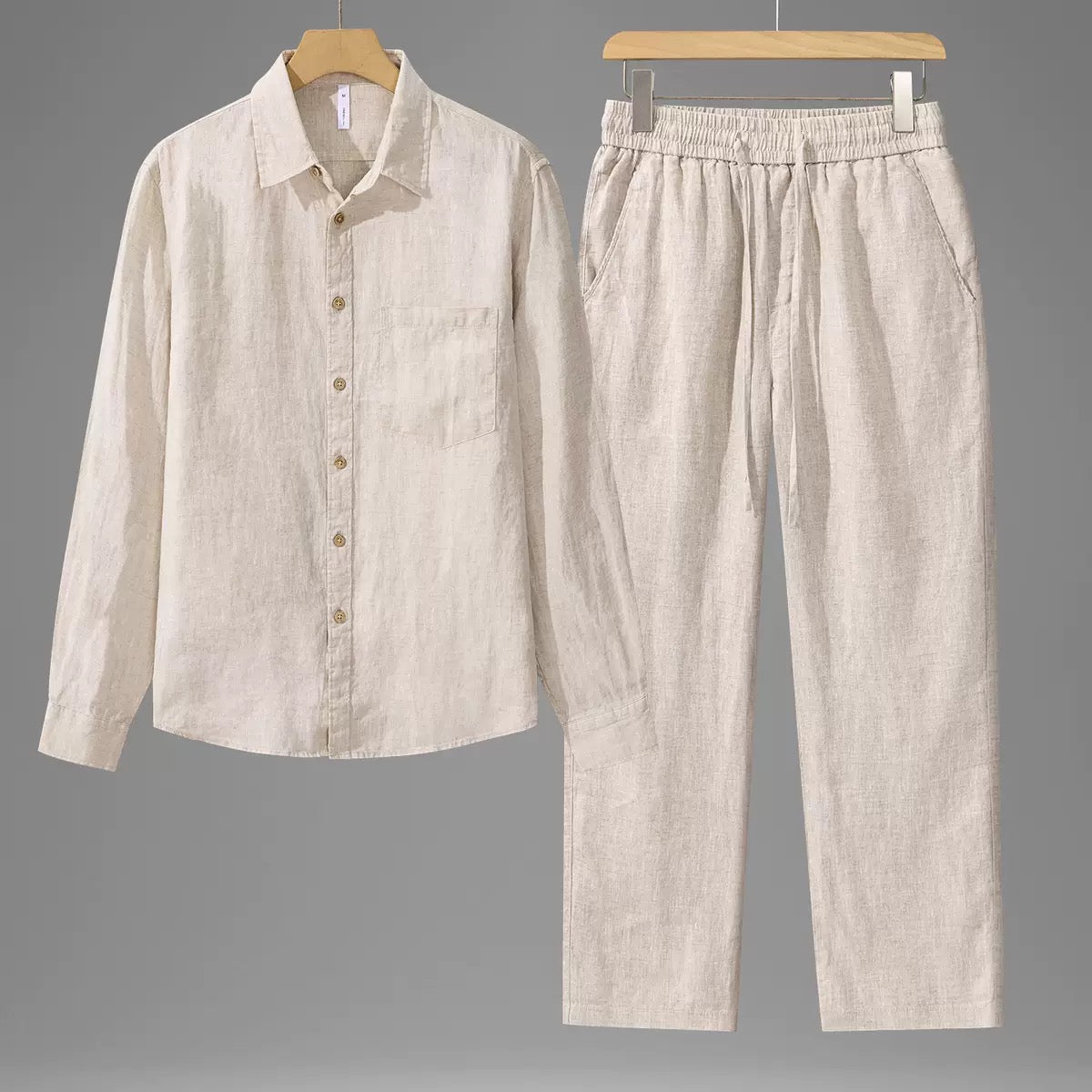 Silk-Look Linen Blend Princess Sleeve Vacation Set (Top & Shorts)