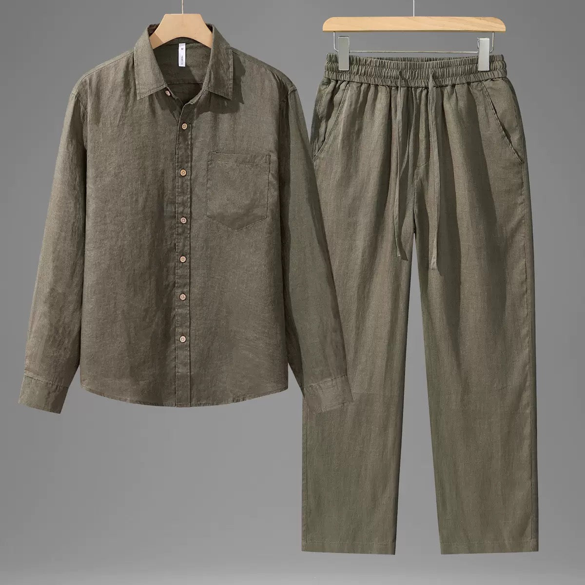 Silk-Look Linen Blend Princess Sleeve Vacation Set (Top & Shorts)