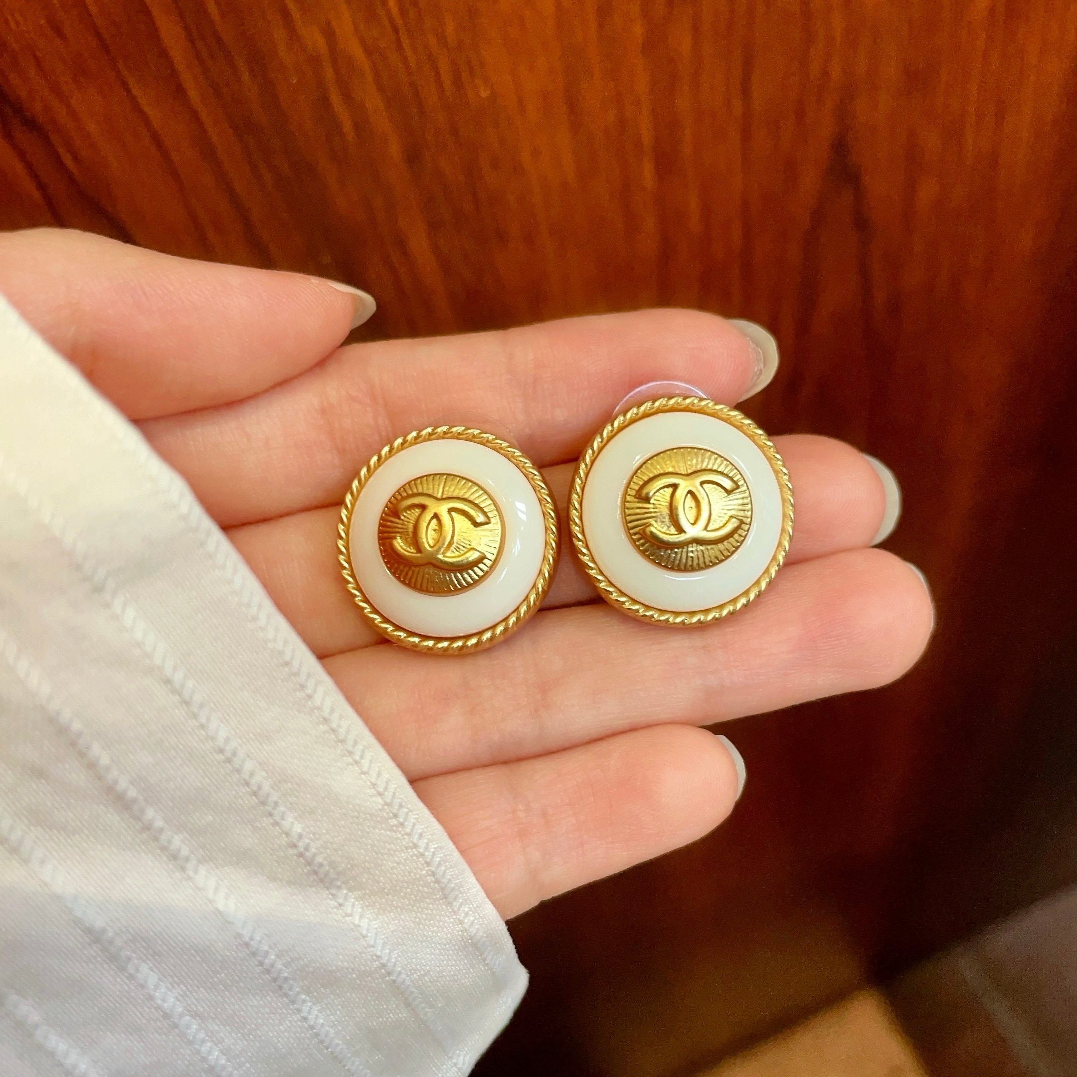 Vintage Authentic Gold-Tone Turn-Lock Earrings