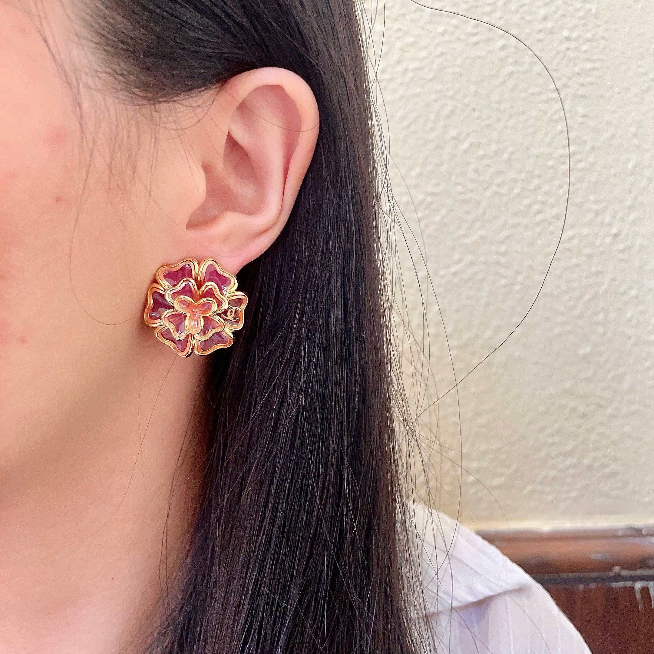 Vintage Authentic Gold-Tone Turn-Lock Earrings
