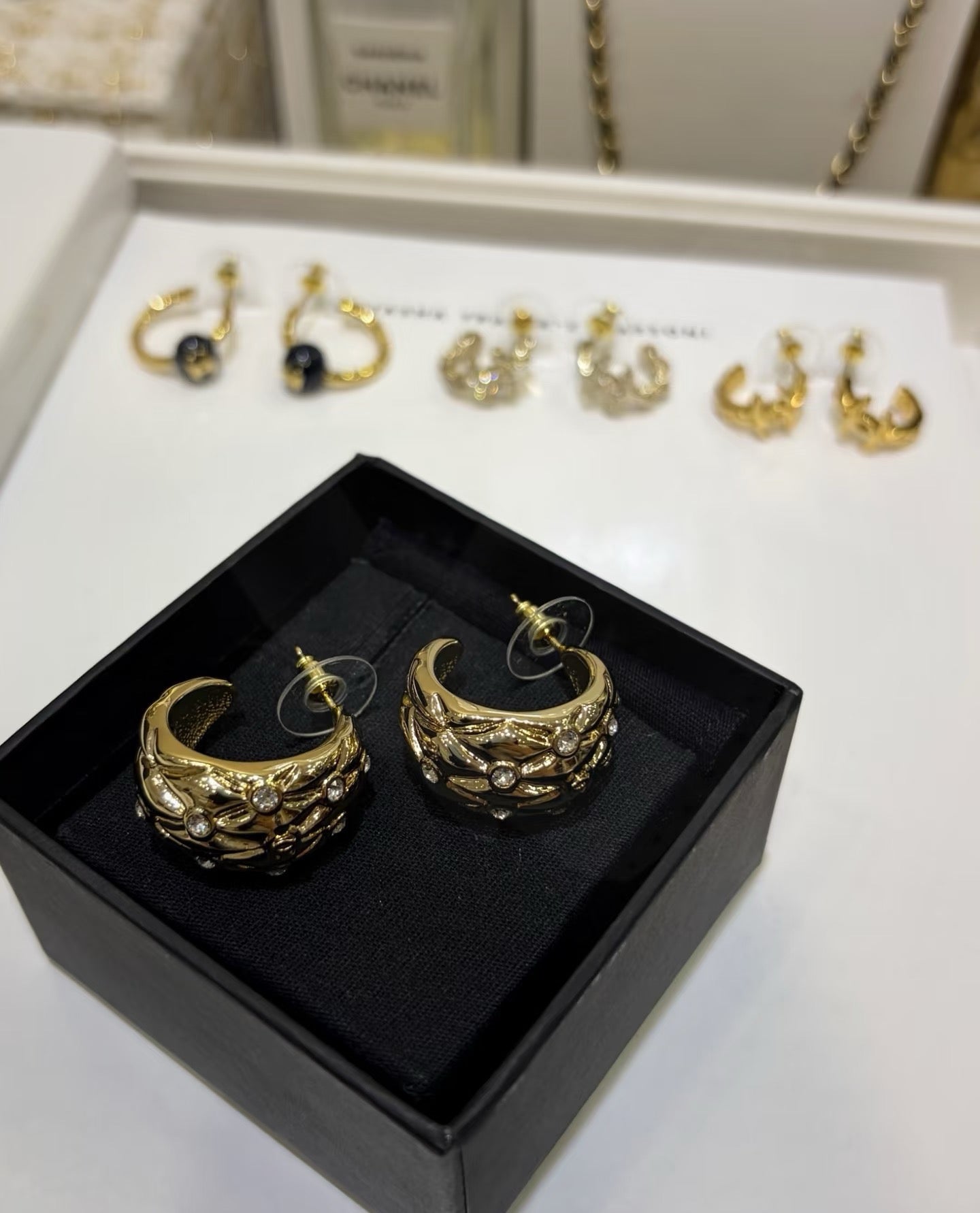 Vintage Authentic Gold-Tone Turn-Lock Earrings