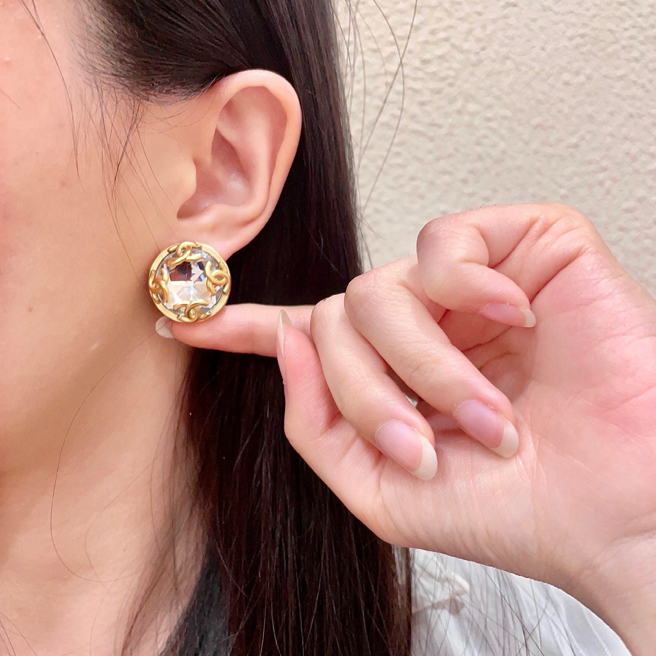 Vintage Authentic Gold-Tone Turn-Lock Earrings