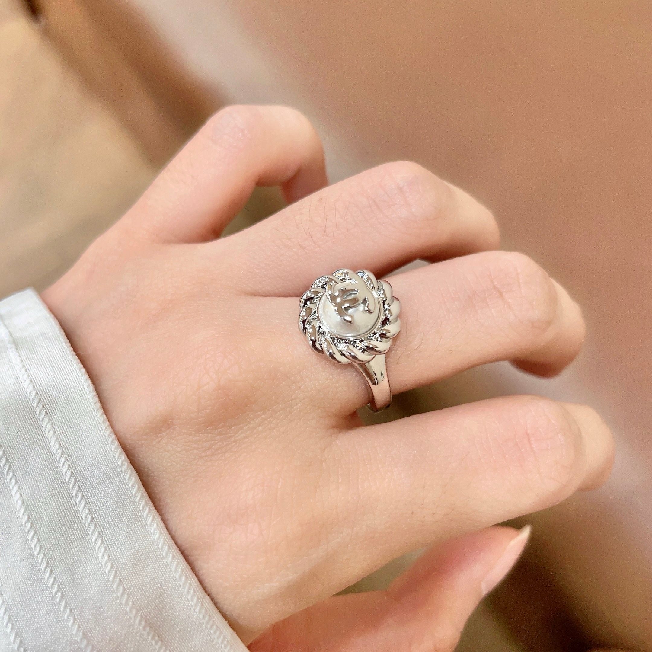 Vintage Authentic Gold-Tone Turn-Lock Ring