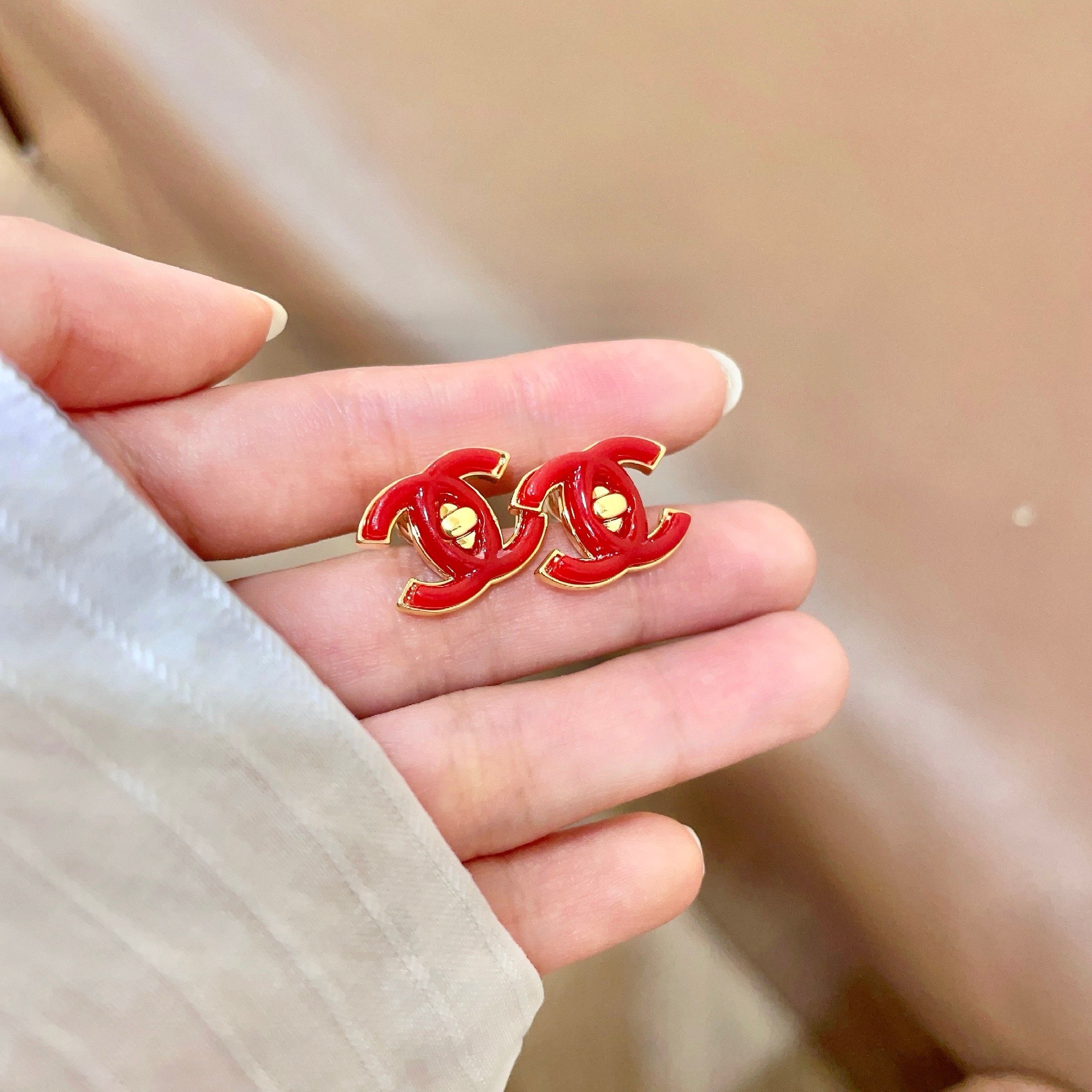 Vintage Authentic Gold-Tone Turn-Lock Earrings