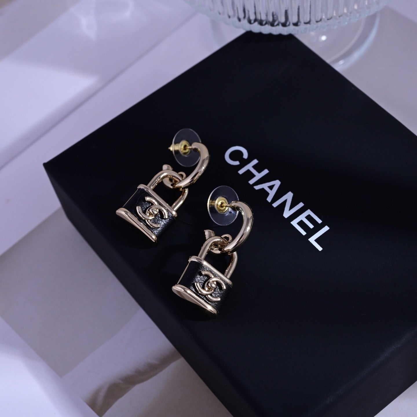 Vintage Authentic Gold-Tone Turn-Lock Earrings