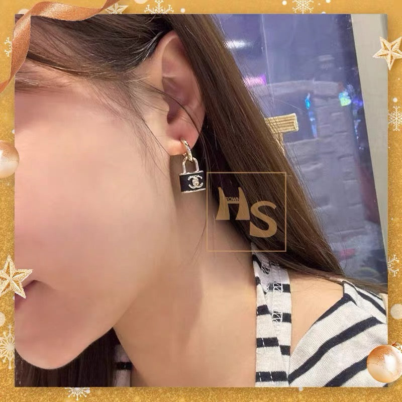 Vintage Authentic Gold-Tone Turn-Lock Earrings