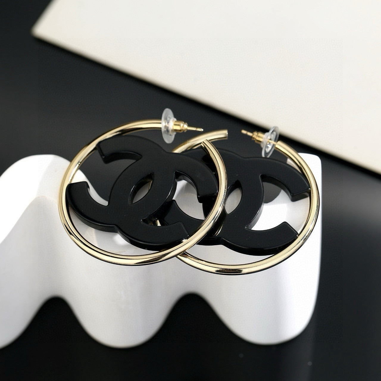 Vintage Authentic Gold-Tone Turn-Lock Earrings