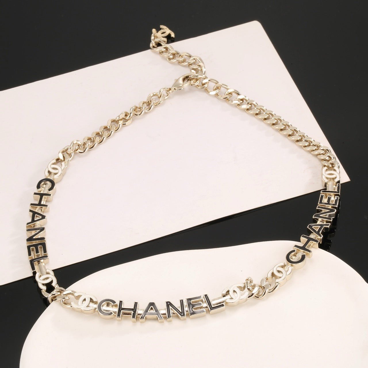 Vintage Authentic Chanel Gold-Tone Turn-Lock Necklace