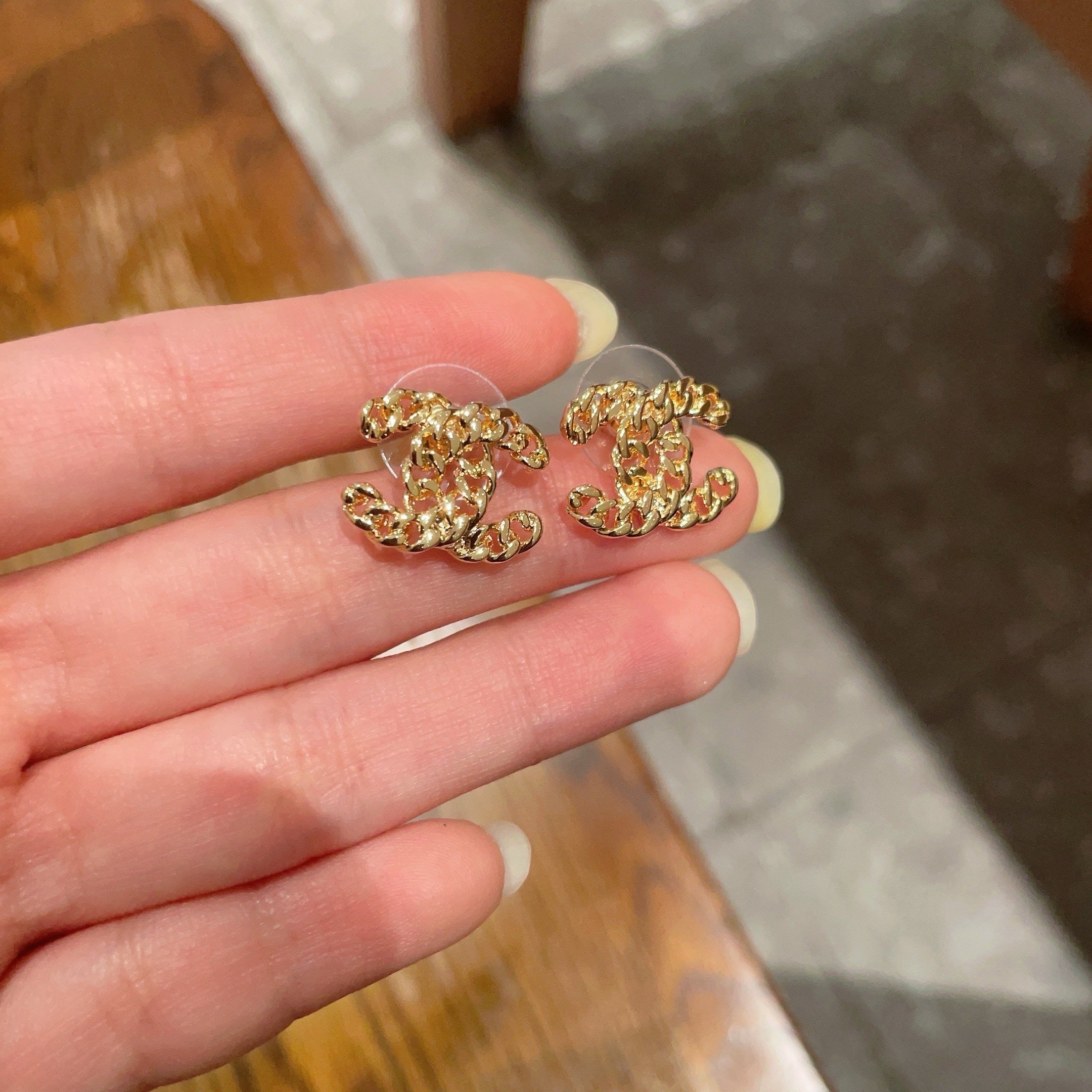 Vintage Authentic Gold-Tone Turn-Lock Earrings
