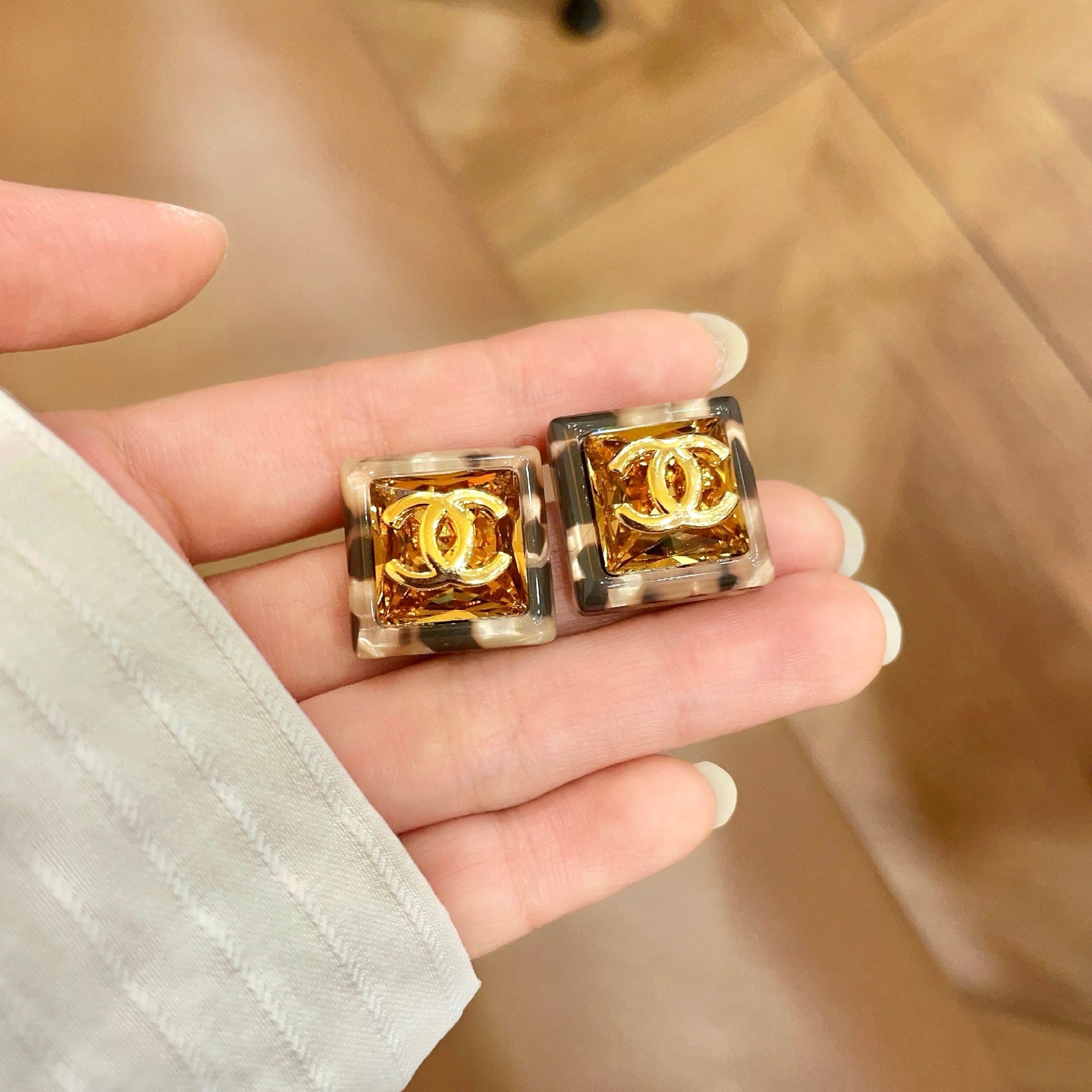Vintage Authentic Gold-Tone Turn-Lock Earrings